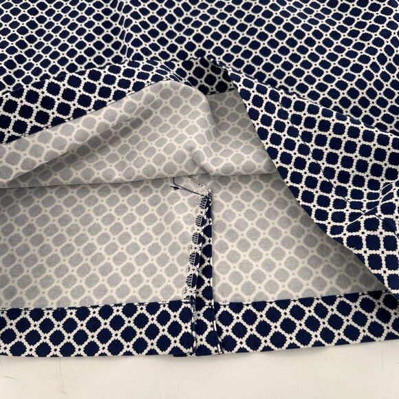 Chadwicks Of Boston 8 Geometric Print Navy White Cotton Blend Skirt Side Pockets - Picture 9 of 12